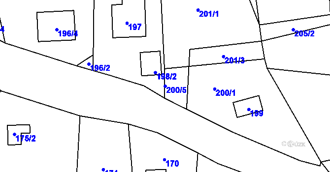 Parcela st. 200/5 v KÚ Zadní Třebaň, Katastrální mapa