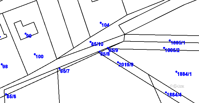 Parcela st. 85/8 v KÚ Zadní Třebaň, Katastrální mapa