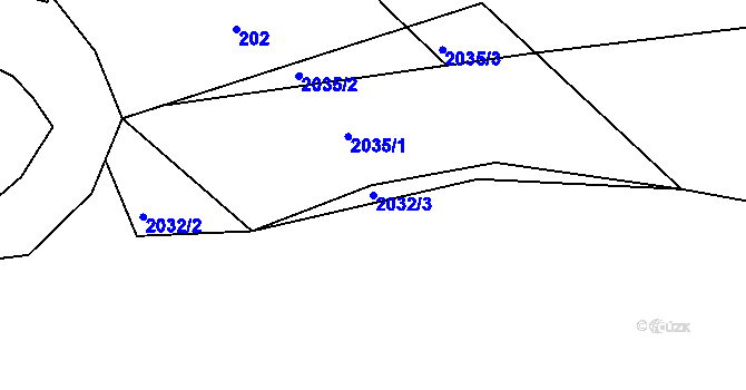 Parcela st. 2032/3 v KÚ Zadní Třebaň, Katastrální mapa