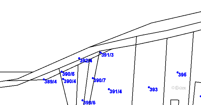 Parcela st. 391/3 v KÚ Zadní Třebaň, Katastrální mapa