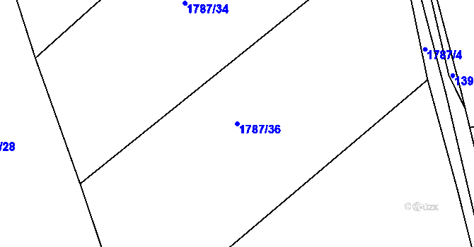 Parcela st. 1787/36 v KÚ Zadní Třebaň, Katastrální mapa