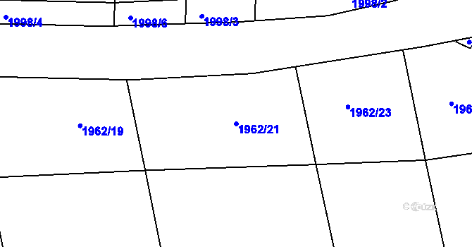 Parcela st. 1962/21 v KÚ Zadní Třebaň, Katastrální mapa