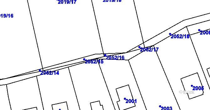 Parcela st. 2052/16 v KÚ Zadní Třebaň, Katastrální mapa