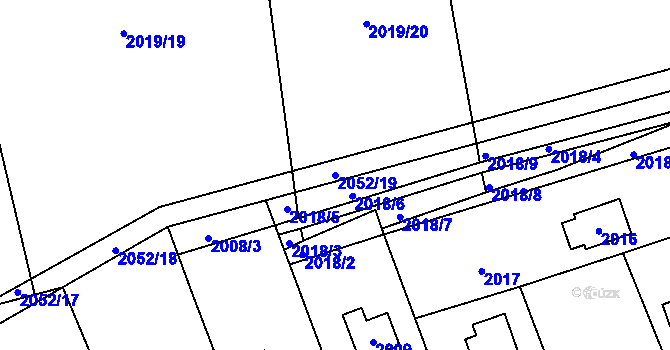 Parcela st. 2052/19 v KÚ Zadní Třebaň, Katastrální mapa