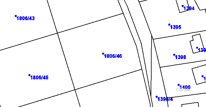 Parcela st. 1806/46 v KÚ Zadní Třebaň, Katastrální mapa