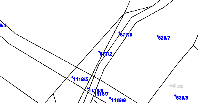 Parcela st. 677/2 v KÚ Zadní Zhořec, Katastrální mapa