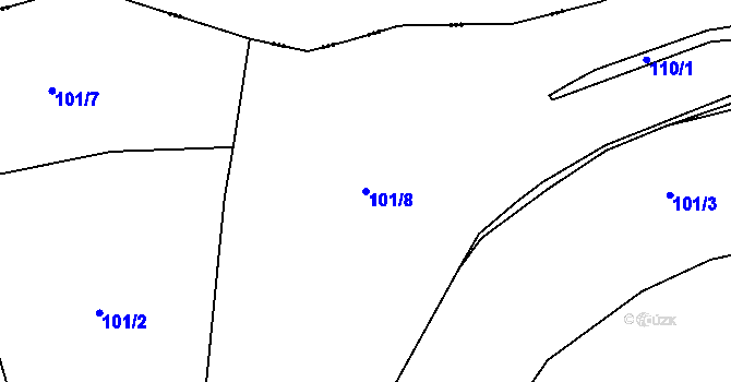 Parcela st. 101/8 v KÚ Zadní Zhořec, Katastrální mapa