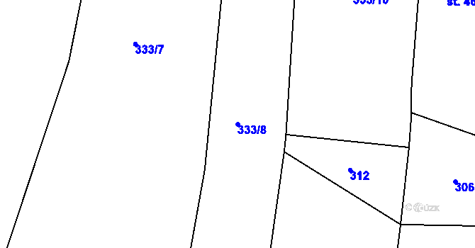 Parcela st. 333/8 v KÚ Zadní Zhořec, Katastrální mapa