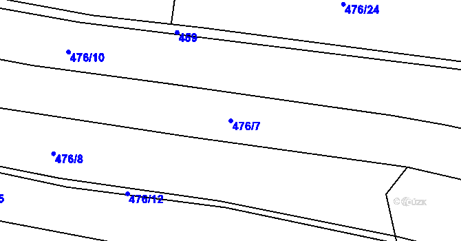 Parcela st. 476/7 v KÚ Zadní Zhořec, Katastrální mapa
