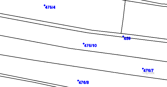 Parcela st. 476/10 v KÚ Zadní Zhořec, Katastrální mapa