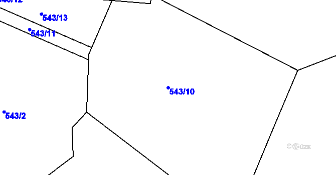 Parcela st. 543/10 v KÚ Zadní Zhořec, Katastrální mapa