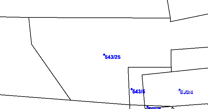 Parcela st. 543/25 v KÚ Zadní Zhořec, Katastrální mapa