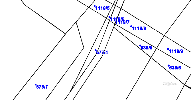 Parcela st. 677/4 v KÚ Zadní Zhořec, Katastrální mapa