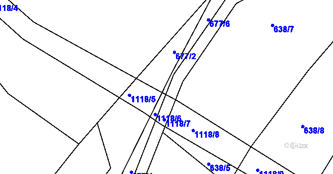 Parcela st. 677/5 v KÚ Zadní Zhořec, Katastrální mapa