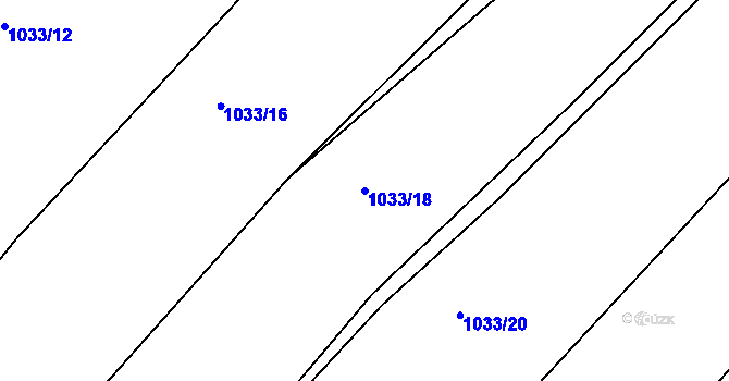 Parcela st. 1033/18 v KÚ Zadní Zhořec, Katastrální mapa