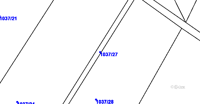 Parcela st. 1037/27 v KÚ Zadní Zhořec, Katastrální mapa