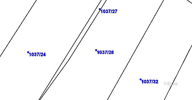 Parcela st. 1037/28 v KÚ Zadní Zhořec, Katastrální mapa