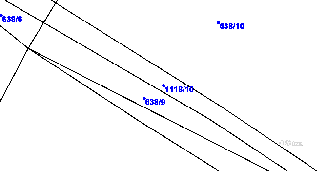 Parcela st. 1118/10 v KÚ Zadní Zhořec, Katastrální mapa
