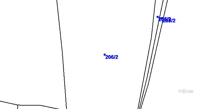 Parcela st. 206/2 v KÚ Vlkonice u Neveklova, Katastrální mapa