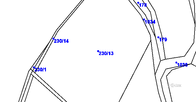 Parcela st. 230/13 v KÚ Vlkonice u Neveklova, Katastrální mapa