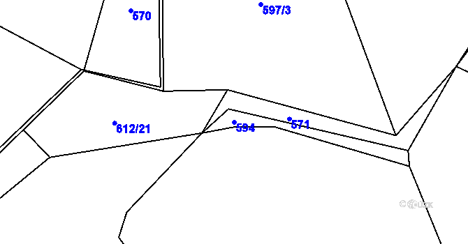 Parcela st. 594 v KÚ Vlkonice u Neveklova, Katastrální mapa