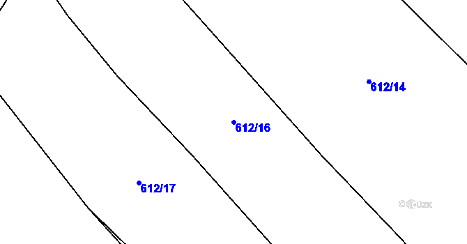 Parcela st. 612/16 v KÚ Vlkonice u Neveklova, Katastrální mapa