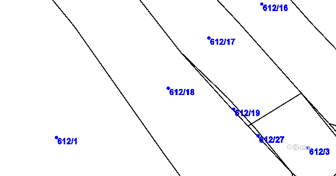 Parcela st. 612/18 v KÚ Vlkonice u Neveklova, Katastrální mapa