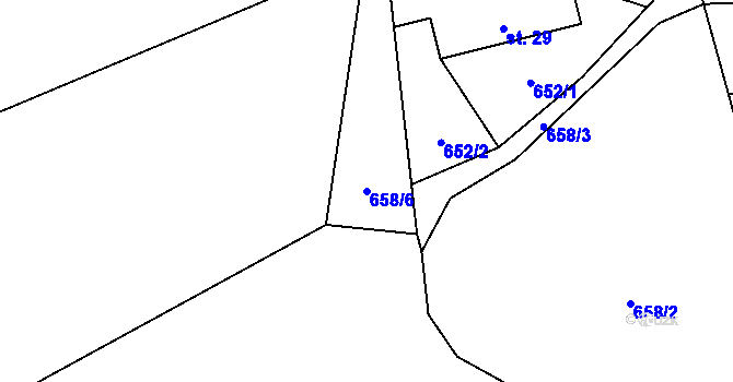 Parcela st. 658/6 v KÚ Vlkonice u Neveklova, Katastrální mapa