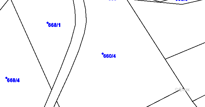Parcela st. 660/4 v KÚ Vlkonice u Neveklova, Katastrální mapa
