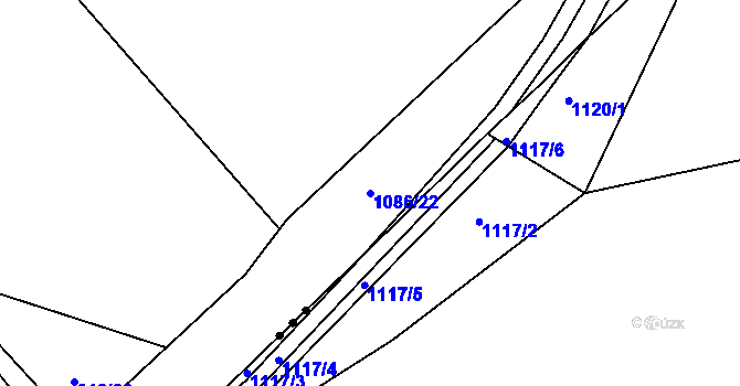 Parcela st. 1086/22 v KÚ Vlkonice u Neveklova, Katastrální mapa