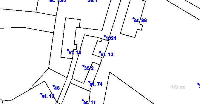 Parcela st. 13 v KÚ Vlkonice u Neveklova, Katastrální mapa