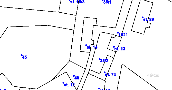 Parcela st. 14 v KÚ Vlkonice u Neveklova, Katastrální mapa
