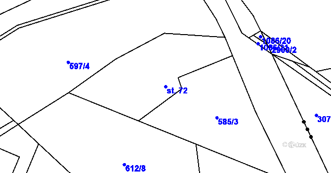 Parcela st. 72 v KÚ Vlkonice u Neveklova, Katastrální mapa