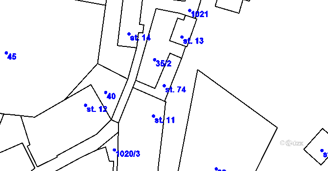 Parcela st. 74 v KÚ Vlkonice u Neveklova, Katastrální mapa