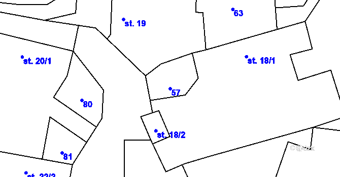 Parcela st. 57 v KÚ Vlkonice u Neveklova, Katastrální mapa