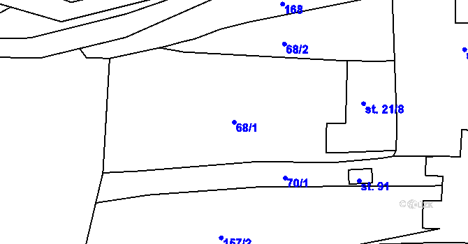Parcela st. 68/1 v KÚ Vlkonice u Neveklova, Katastrální mapa