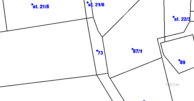 Parcela st. 73 v KÚ Vlkonice u Neveklova, Katastrální mapa
