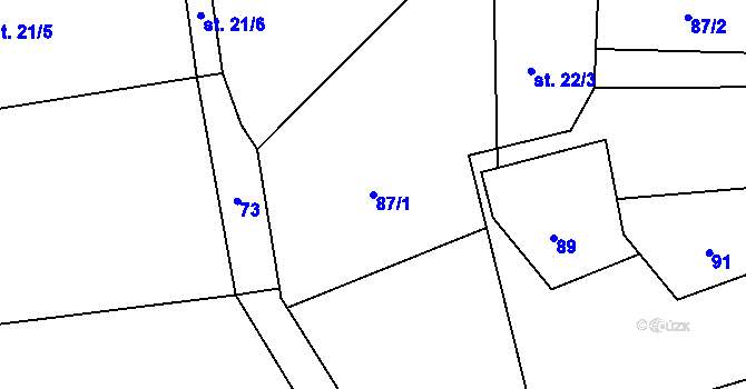Parcela st. 87/1 v KÚ Vlkonice u Neveklova, Katastrální mapa