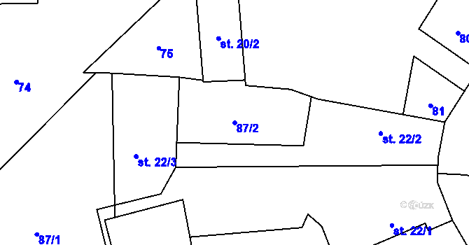 Parcela st. 87/2 v KÚ Vlkonice u Neveklova, Katastrální mapa