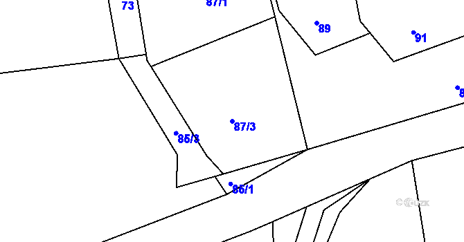 Parcela st. 87/3 v KÚ Vlkonice u Neveklova, Katastrální mapa