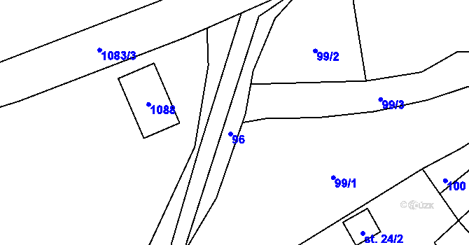 Parcela st. 96 v KÚ Vlkonice u Neveklova, Katastrální mapa
