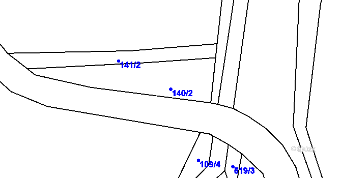 Parcela st. 140/2 v KÚ Vlkonice u Neveklova, Katastrální mapa