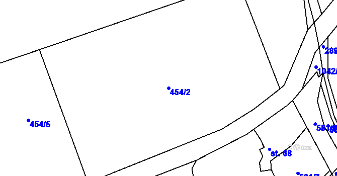 Parcela st. 454/2 v KÚ Vlkonice u Neveklova, Katastrální mapa