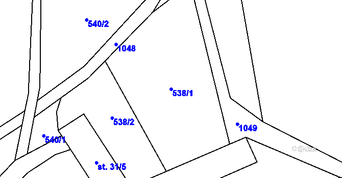 Parcela st. 538/1 v KÚ Vlkonice u Neveklova, Katastrální mapa
