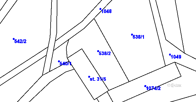 Parcela st. 538/2 v KÚ Vlkonice u Neveklova, Katastrální mapa