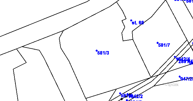 Parcela st. 581/3 v KÚ Vlkonice u Neveklova, Katastrální mapa