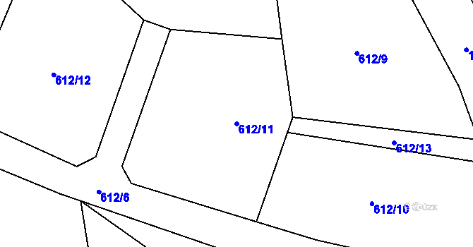 Parcela st. 612/11 v KÚ Vlkonice u Neveklova, Katastrální mapa