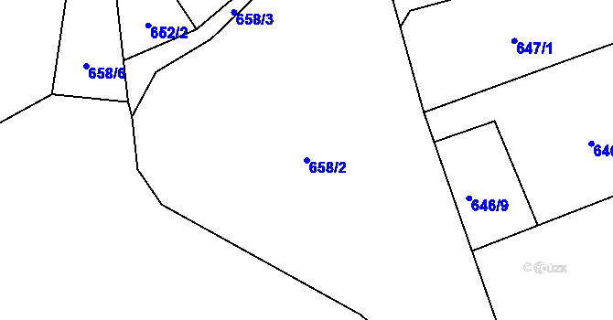 Parcela st. 658/2 v KÚ Vlkonice u Neveklova, Katastrální mapa