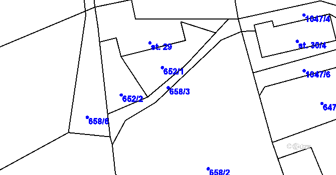 Parcela st. 658/3 v KÚ Vlkonice u Neveklova, Katastrální mapa