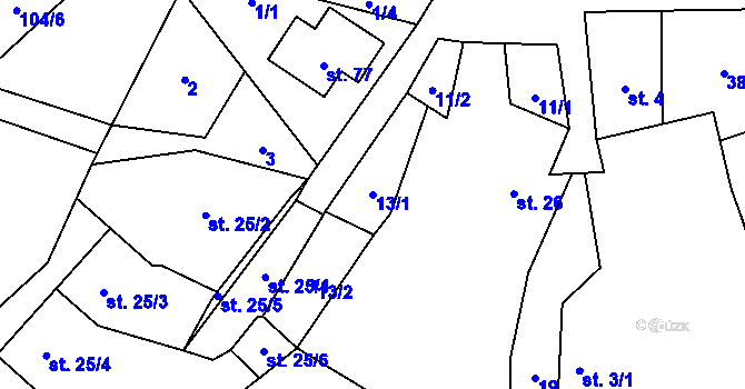 Parcela st. 13/1 v KÚ Vlkonice u Neveklova, Katastrální mapa